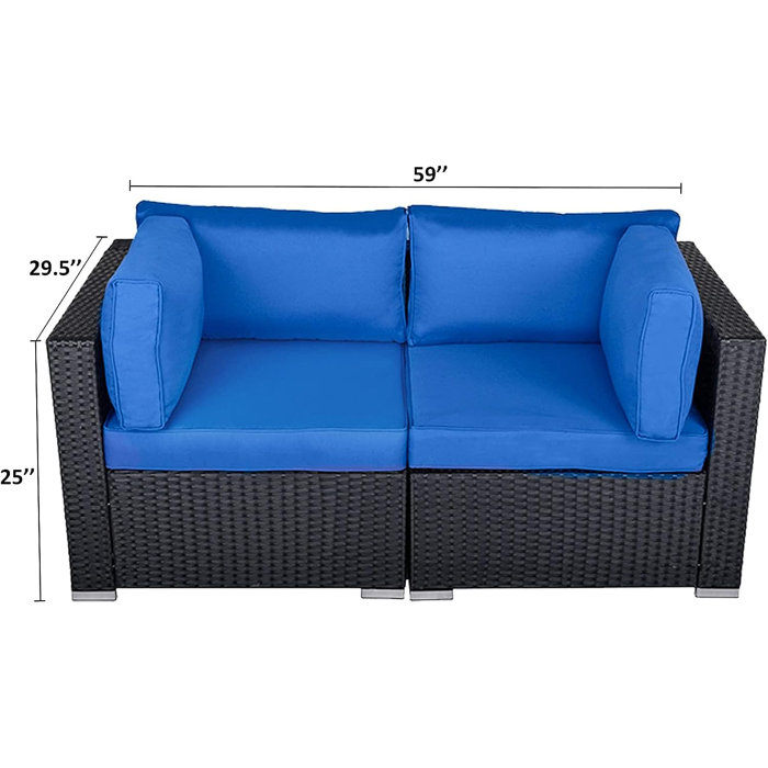 Latitude Run® 240" Wide Outdoor Wicker UShaped Patio Sectional with